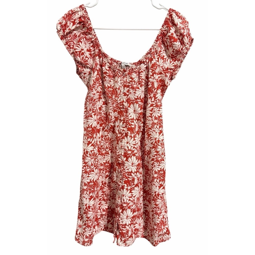 Madewell Margie Mini Dress Abstract Flora Sundress Roasted Squash Women's Size 4